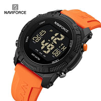 NAVIFORCE 7104 Unisex LCD Digital Silicone Acrylic Fashion Sport Watch - Black, Orange