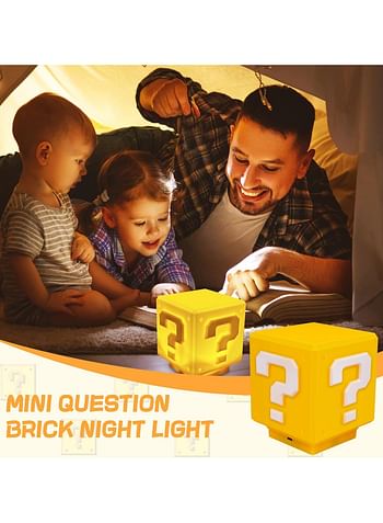 ضوء ليلي من Super Bros-Mini Question Block Night Light، مصباح بجانب السرير، مصباح مكتب للأطفال والمشجعين، هدية عيد ميلاد، يعتمد على الرسم البياني للرسم بالألوان المائية