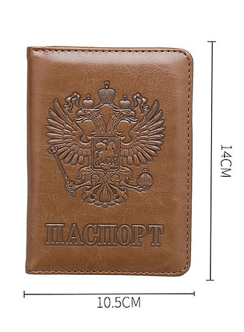 We Happy Travel Passport ID Card Wallet Holder Cover RFID Blocking Leather Purse Case Russia Brown