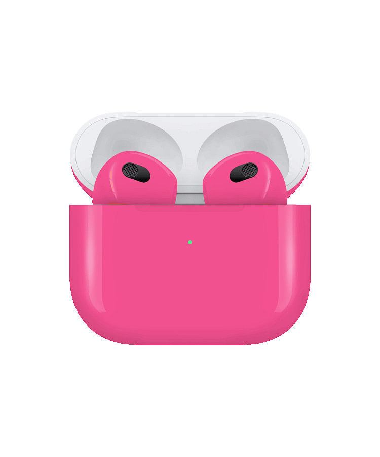 Caviar Customized Apple Airpods (3rd Generation) Glossy Neon Pink