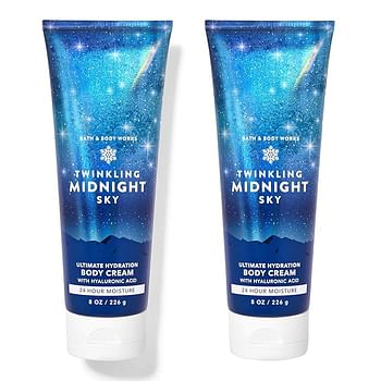 Bath and Body Works Gift Set of of 2 - 8 oz Body Cream Twinkling Midnight Sky