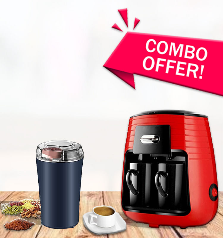 RoyalMark 2-Cup Electric Coffee Maker Machine with Electric Coffee Grinder Combo Offer