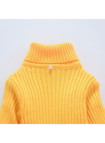 We Happy Baby Boys Girls Sweater Kids Cable Knit Turtleneck Long Sleeve Chunky Warm Pullover Top -Yellow-3 To 4y