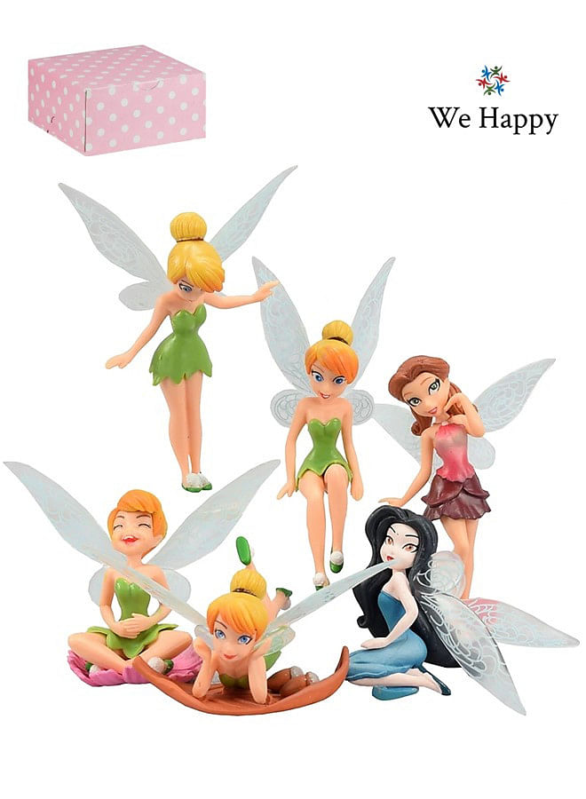 We happy Fairy Doll Inspired 6 PCs Action Figure Model Toys Collectables Pretend Play Set Perfect for Home Office and Cake Decor