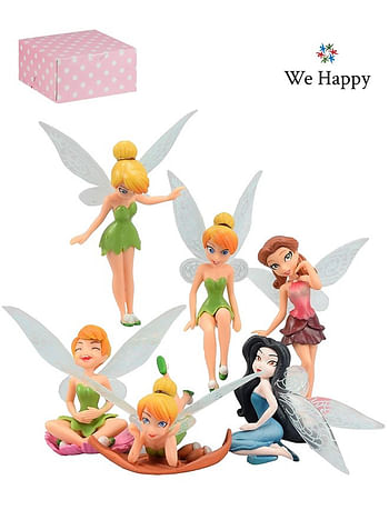 We happy Fairy Doll Inspired 6 PCs Action Figure Model Toys Collectables Pretend Play Set Perfect for Home Office and Cake Decor