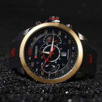 Curren 8166 Casual Quartz Waterproof Silicone Strap Wristwatch for Man.