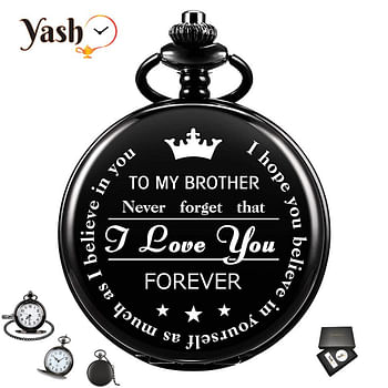 Yash Retro Style I Love You Quartz Pocket Watch For Brother - Signature Gift