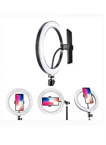 Generic LC-330 LED Selfie Ring Fill Light With Stand And Phone Holder - Black