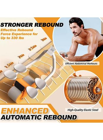 AB Roller Automatic Rebound 2 In 1 Healthy Fitness Full-body Abdominal Wheel Abs Workout Roller | Double Wheel Full Body Exercise Anti-slip And Wear-resistant Wheels Roller With Foam Handles - Multicolor