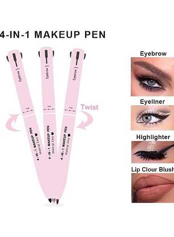 4 in1 Makeup Pen (Lip Liner, Brow liner, Eye Liner, Highlighter), 4 in1 cosmetic pen, Face makeup pencil, pen pal, travel makeup pen