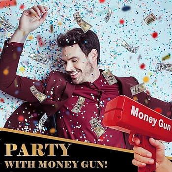 Super Money Gun Christmas Day Playing Spary Money Gun Make it Rain Gun, Gun Fake Bill Dispenser Money Shooter - Red