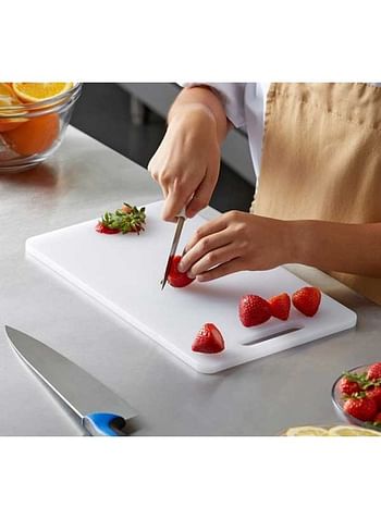 -Professional Large White Cutting Board with Handle, Durable Chopping Board Kitchen Tool for Fruits Vegetables Meat Fish, Easy to Wash - 46 x 31 CM