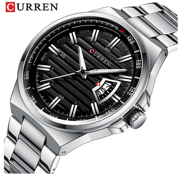 CURREN 8375 Original  Brand Stainless Steel Band Wrist Watch For Men