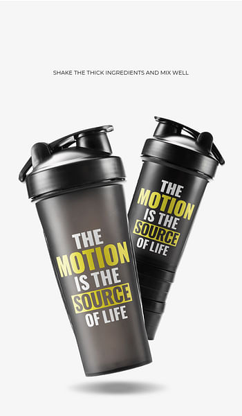 Portable Water Bottle for Gym and Protein Shaker Bottle, 600ml