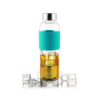 Asobu - Ice Tea and Coffee Infuser Glass Water Bottle To Go for Cold Brew 400 ml - Turquoise