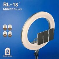 RL-18 Selfie Ring light 18 inch And Photographic lamp with 3 mobile seilfy - Black