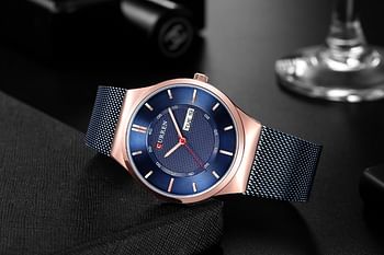 CURREN 8311 Men Watches Simple Style Stainless Steel Mesh Wristwatch New Quartz Male Clock With Week and Date Waterproof Hombre