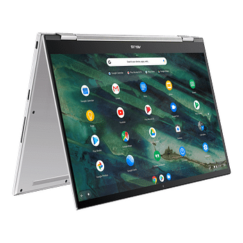 Asus Chromebook Flip C436-Ultra lightweight Powerfull Chromebook Laptop- 10th Gen Core i7 - 16GB Ram -256GB NVme SSD- PlayStore-14'' 2 in 1 -4 Sided Nano Edge FHD Display- Finger print - Backlit Keyboard- Wifi 6- Upto 10 hours Battery-Aerogel White Silver