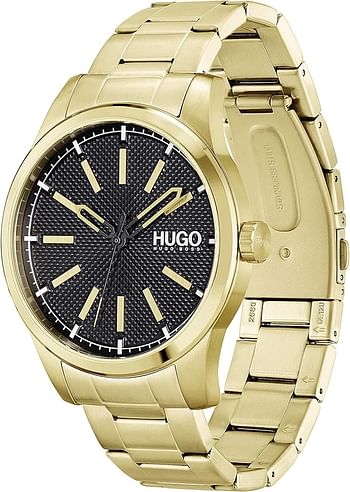 Hugo Men's Quartz Watch with Stainless Steel Strap, Gold, 22 (Model: 1530208), Gold, Quartz Watch