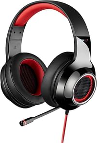 Edifier G4 USB Gaming Headset with Virtual 7.1 Surround Sound, Retractable Boom Microphone, LED Lights Mesh Open Back Adjustable Video Games for PC, Laptop, desktops - Black And Red