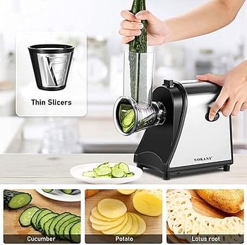 SOKANY 6 in 1 Electric Vegetable Slicer, 1000W Electric Slicer with 5 Tapered Blades, Cheese Grater, Easy to Clean, Fruit Vegetable Grater- SK-1178