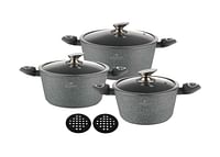 8PCS PRESSED ALUMINIUM COOKWARE SET ceramic-marbled coat, non-stick coating, PFOA free  Suitable for all types of cookers including induction .