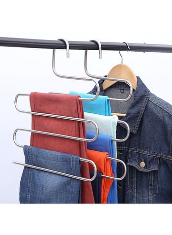 Shape Clothes Hangers Pants Storage Hangers Cloth Rack Multilayer Storage Closet Organizer Clothes drying hanger 5 layers S