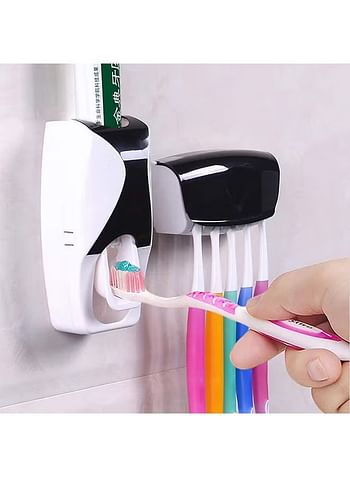 Automatic Dust Proof Toothpaste Dispenser Set With Super Sticky Suction Pad Multicolor