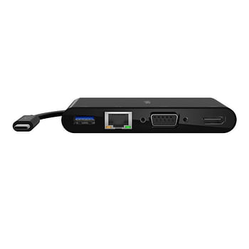 Belkin - USB-C to HDMI, VGA, USB-A and Gigabit Ethernet - Black