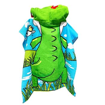 UKR Kids Hooded towel 60 X 120 Size | Multicolor | Multi-designs Dinosaur