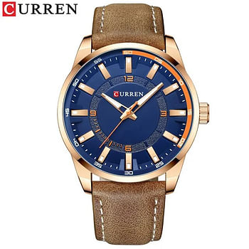 Curren 8390 Original Brand Leather Straps Wrist Watch For Men / Brown Color