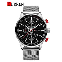 Curren 8227 Casual Analog Stainless Steel Water Resistant Wrist Watch For Men Silver Black