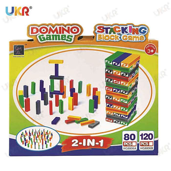 UKR Domino Stacking Block Toys for Kids, Stacking Game with 120pcs of Blocks Fun Playing