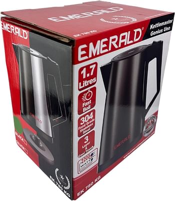 EMERALD Cordless Electric Kettle, 2200W Power, 1.7L, with Auto Shut, 360-Degree Cord Design, Perfect for Warm Beverages, EK780KG -Black