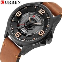 CURREN 8305 Male Clock Fashion Quartz Watches Casual Leather Men's Wristwatch With Date Brown/Black