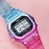 SKMEI  1622 Fashion Cool Girls Watches Electroplated  Case Transparent Strap Lady Women Digital Wristwatch.