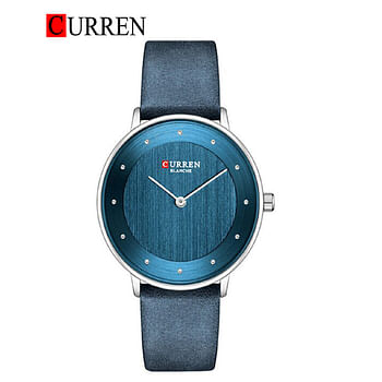 Curren 9033 Original Brand Leather Strap Wrist Watches For Women / Navy