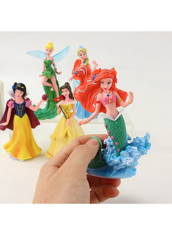 5 Pieces Princess Doll Action Figures Birthday Cartoon Cake Topper Set Cake Decoration Mini Toys For Kids Baby Shower Theme Party Supplies