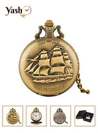 Yash US Constitution Ship Quartz Pocket Watch