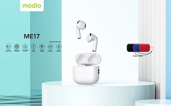 Modio ME17 Wireless Bluetooth Earbud Pro for Android and iPhones - White