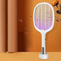 Mosquito Killer Racket Rechargeable Handheld Electric Fly Swatter Bat with UV Light Lamp Racket Bat USB Charging Base