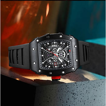 Curren 8438 Original Brand Rubber Straps Wrist Watch For Men / Black