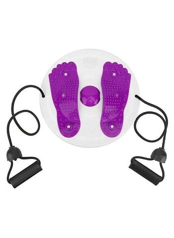 Waist Twisting Disc, Pull & Twisting Waist Plate, Waist Twister with Handles, Waist Twisting Disc with Loop Resistance Bands, Waist Trimmer Ab Twist Board for Slimming Strengthening - Purple