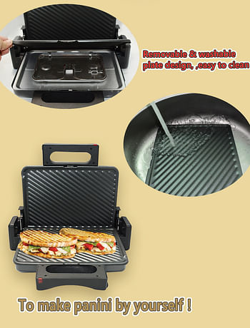 Sokany KJ-208 Electric Grill & Sandwich Maker Removable Washable Plates 2000W - Black