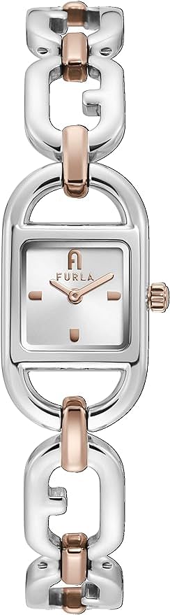 FURLA Ladies Silver & Rose Gold Stainless Steel Bracelet Watch (Model: WW00016004L5)