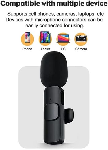 K9 Wireless Microphone Clip Mic, Digital Mini Lavalier Microphones, Lapel Clip-on Collar Microphone Compatible for iPhone & All iOS Devices