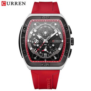 CURREN Men Rectangle Watch Brand Chronograph Wristwatch Big Case Sport Watches