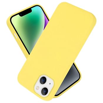 Max & Max iPhone 14 Magnetic Silicon Case, Support Wireless Charging, Shockproof Protection Smooth Grip Anti-Scratch, Camera Lens Protection Cover (Yellow)