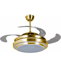 220V LED ceiling light with fan adjustable 3 color change with remote control gold color