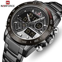 NAVIFORCE Men Digital Watch LED Sport Military Luminous Hands Waterproof Quartz Wristwatch NF9171 - Black